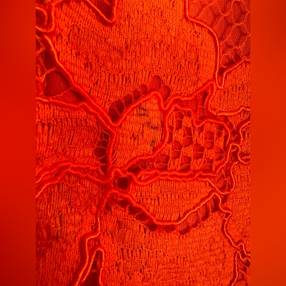 Sandro Paris Riviera Lace Dress in Tangerine Orange size 2 Medium $455 - Picture 10 of 15